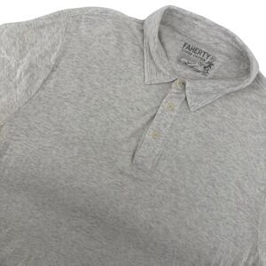 Faherty Cloud Cotton Polo Shirt Men's XL Heather Gray Short Sleeve Soft Casual